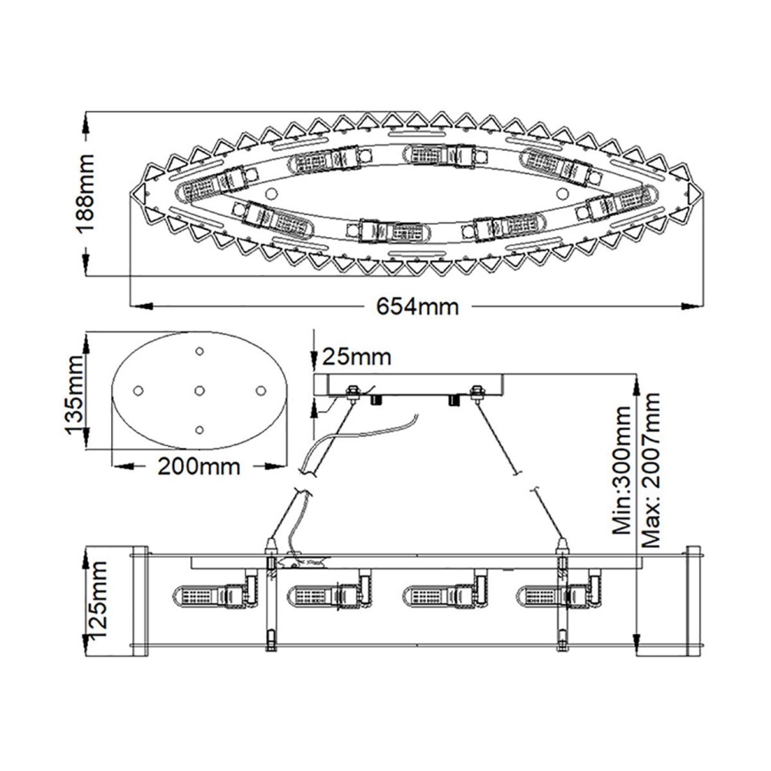 Kichler - LED Luster na sajli za kupaonicu CRYSTAL SKYE 8xG9/3W/230V IP44