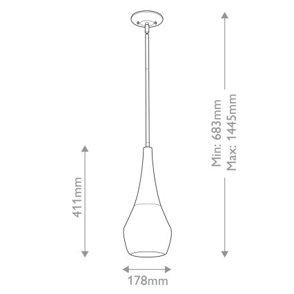 Kichler - Luster na šipci DEELA 1xE27/60W/230V ø 17,8 cm crna