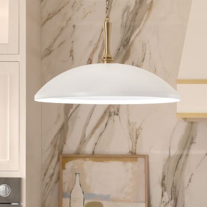 Kichler - Luster na lancu DELAROSA 1xE27/60W/230V bijela/mesing