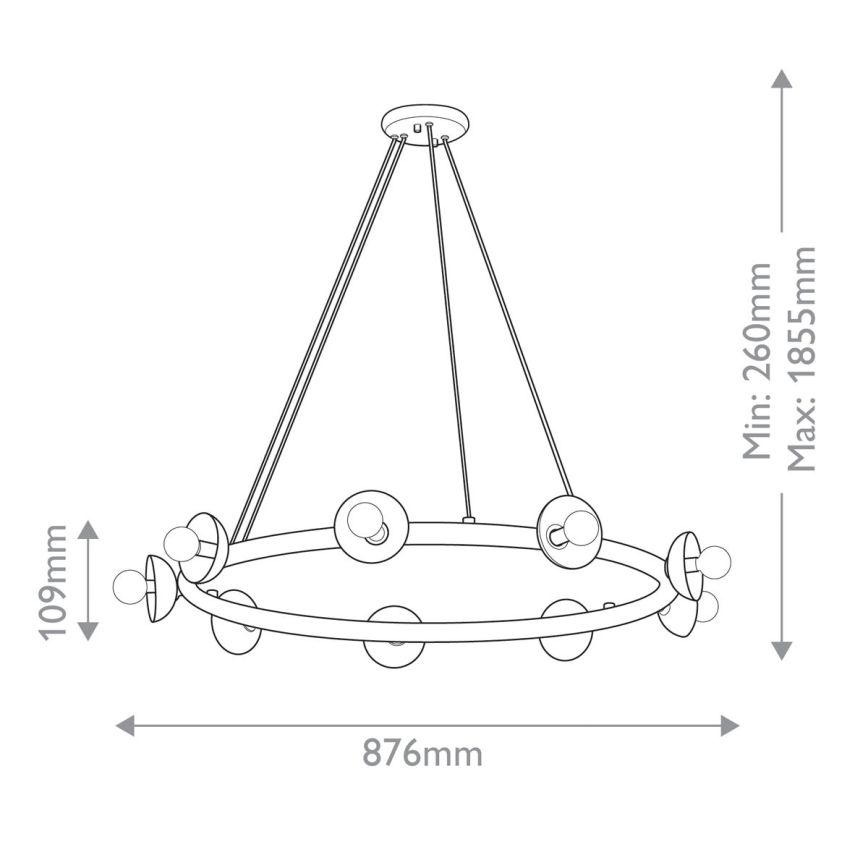 Kichler - Luster na sajli PALTA 9xE14/40W/230V zlatna