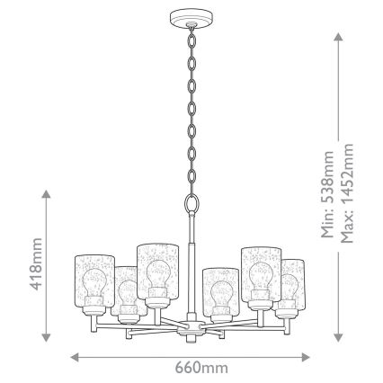 Kichler - Luster na lancu WINSLOW 6xE27/60W/230V pr. 66 cm mesing