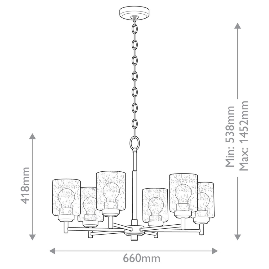 Kichler - Luster na lancu WINSLOW 6xE27/60W/230V pr. 66 cm mesing