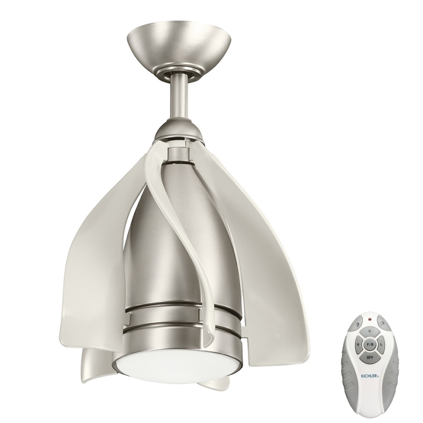 Kichler - LED Prigušivi stropni ventilator TERNA LED/10W/230V mat krom/bijela + daljinski upravljač