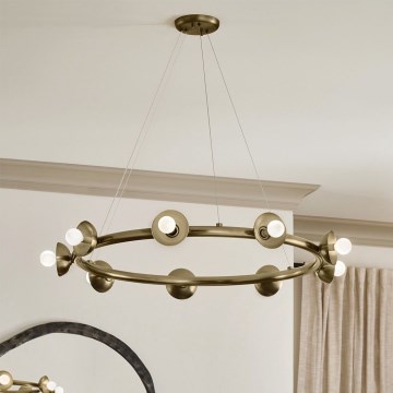 Kichler - Luster na sajli PALTA 9xE14/40W/230V zlatna