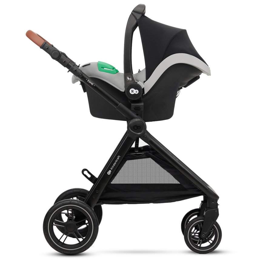 KINDERKRAFT - Kombinirani dječja kolica 3u1 ESME Moonlight grey + autosjedalica MINK PRO
