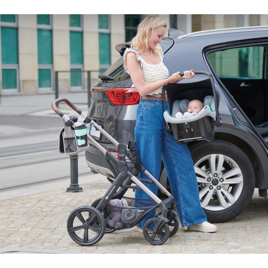 KINDERKRAFT - Kombinirani dječja kolica 3u1 MOOV 2 Moonlight grey + autosjedalica MINK PRO