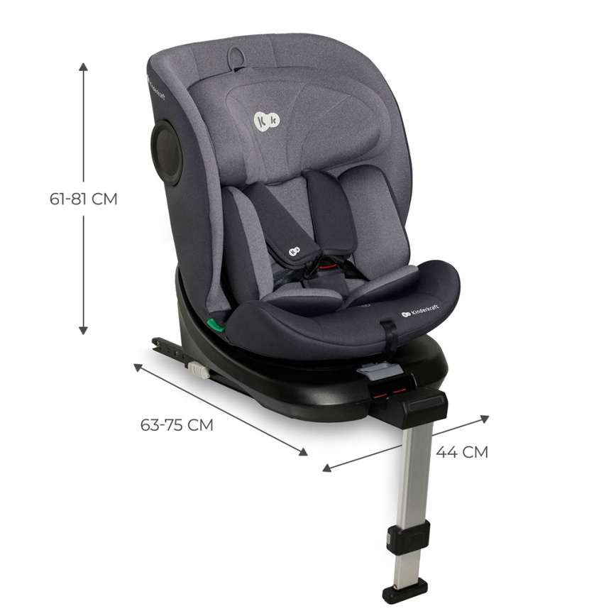 KINDERKRAFT - Autosjedalica I-360 i-Size (40-150 cm) siva