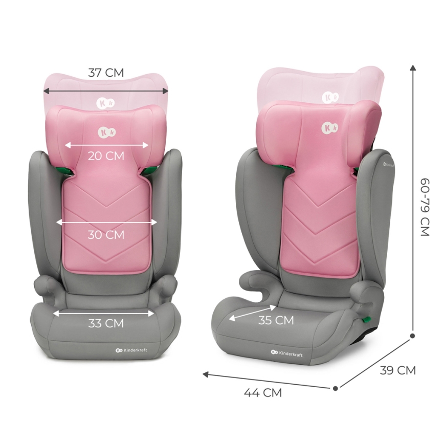 KINDERKRAFT - Autosjedalica I-SPARK i-Size (100-150 cm) ružičasta