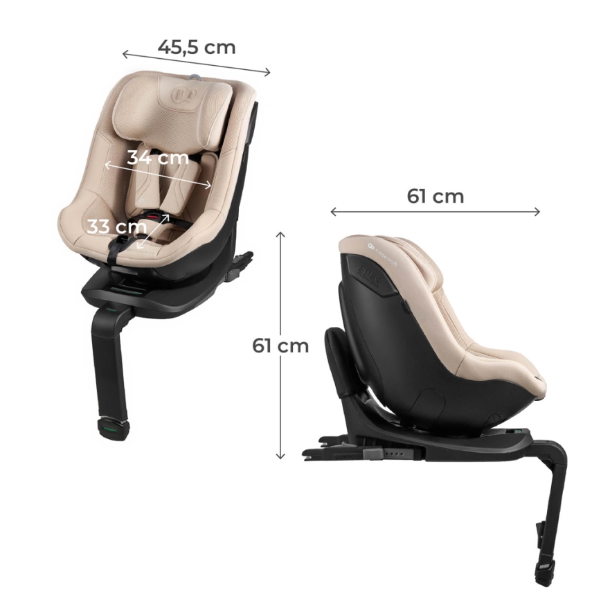 KINDERKRAFT - Autosjedalica s rotirajućom bazom I-GUARD PRO i-Size 61-105 cm bež