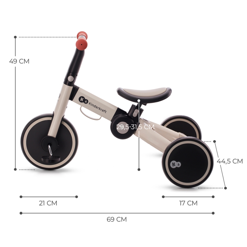 KINDERKRAFT - Dječja bicikl guralica 3u1 4TRIKE siva