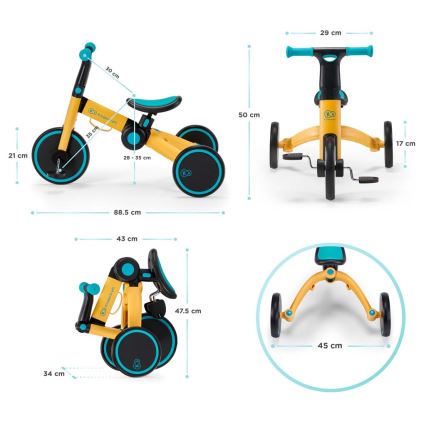 KINDERKRAFT - Dječja bicikl guralica 3u1 4TRIKE žuta/crna