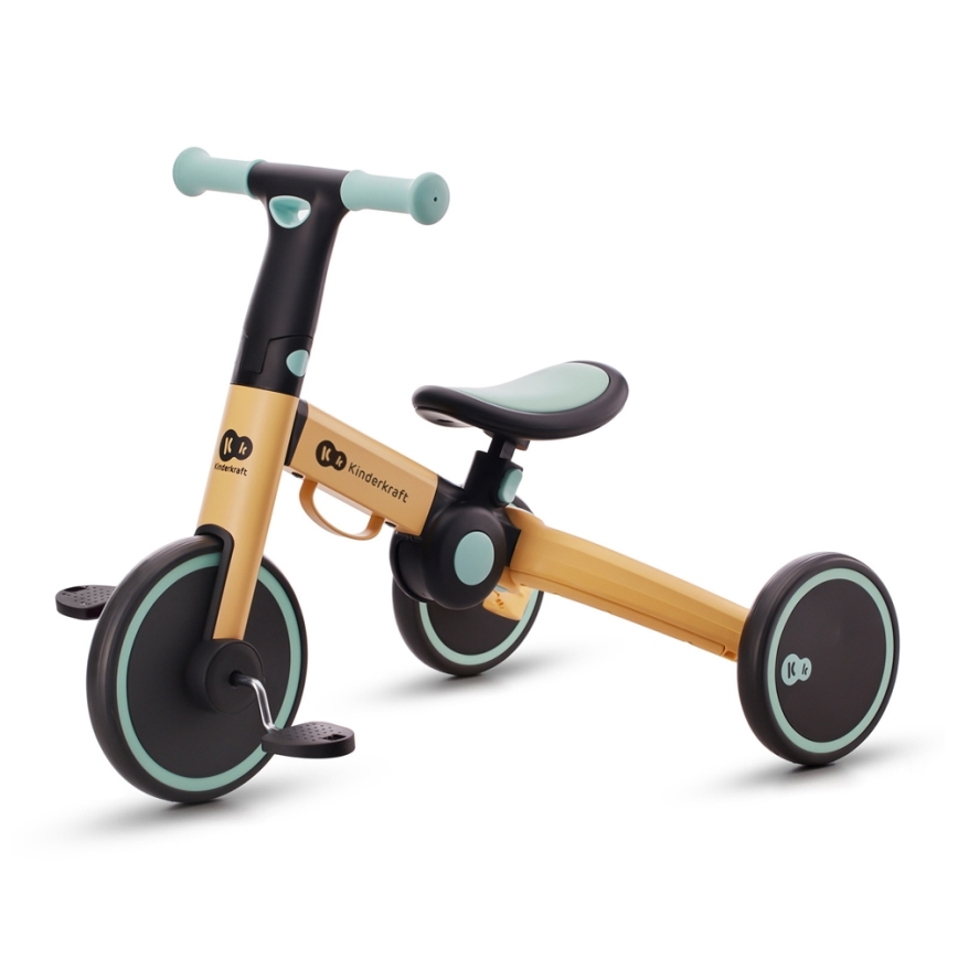 KINDERKRAFT - Dječja bicikl guralica 3u1 4TRIKE žuta/menta