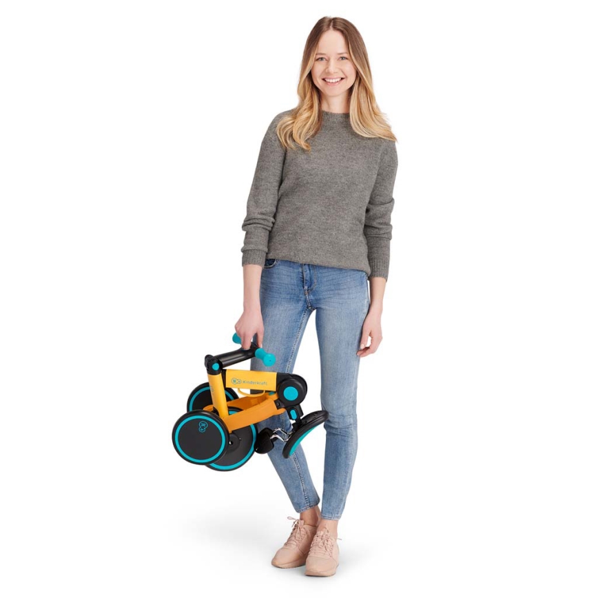 KINDERKRAFT - Dječja bicikl guralica 3u1 4TRIKE žuta/tirkizna