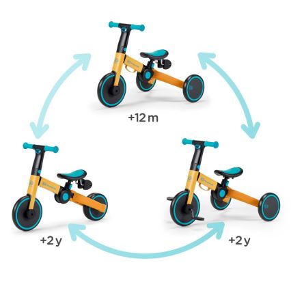 KINDERKRAFT - Dječja bicikl guralica 3u1 4TRIKE žuta/tirkizna