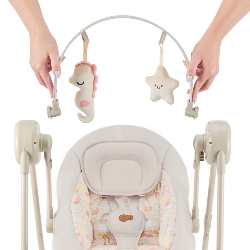 KINDERKRAFT - Dječja ljuljačka s melodijom SWINGEE bež 4xAAA/230V