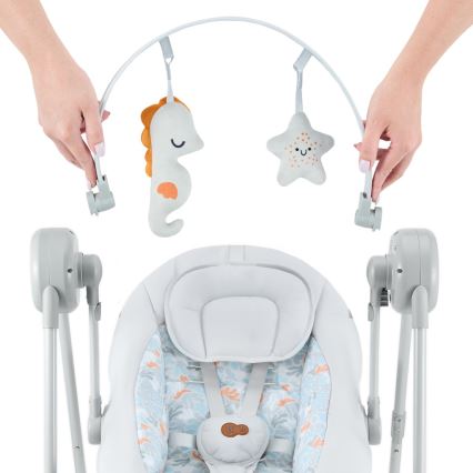KINDERKRAFT - Dječja ljuljačka s melodijom SWINGEE siva 4xAAA/230V