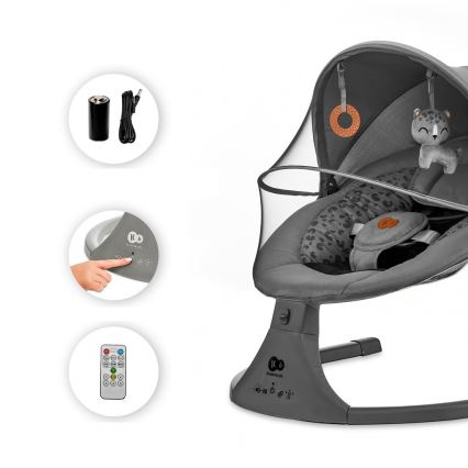 KINDERKRAFT - Dječje njihaljka s melodijom 2u1 LUMI 4xAAA tamno siva