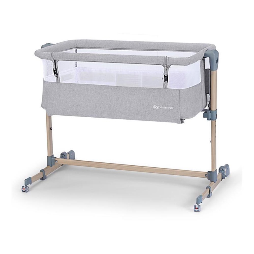 KINDERKRAFT - Dječji krevetić NESTE svijetlo siva/drvo