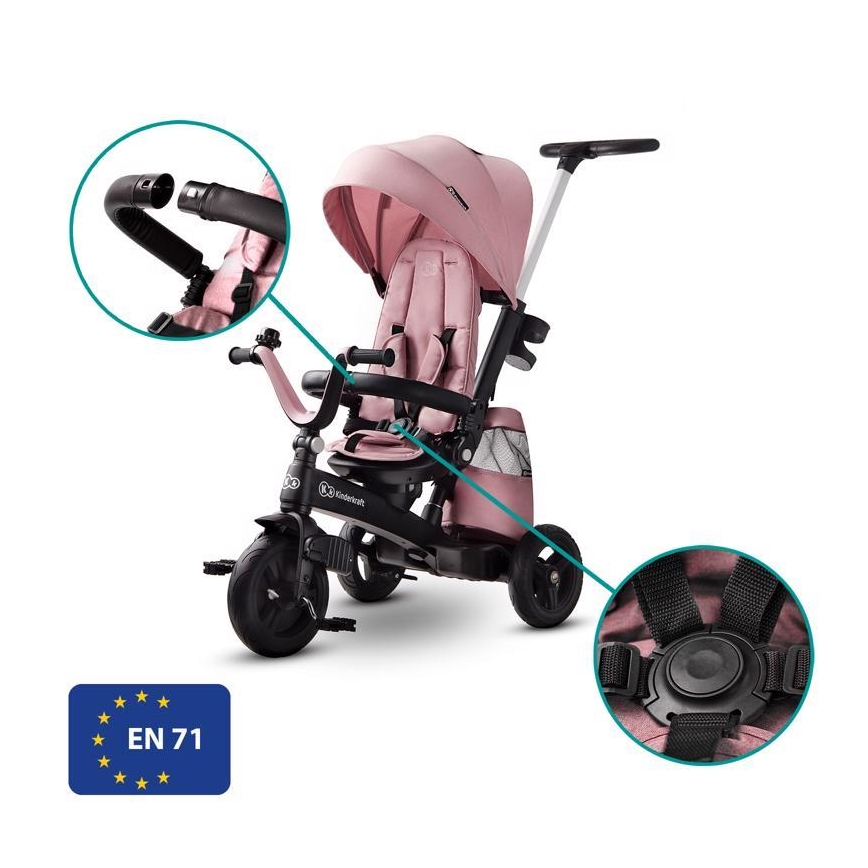 KINDERKRAFT - Dječji tricikl 5u1 EASYTWIST ružičasta/crna