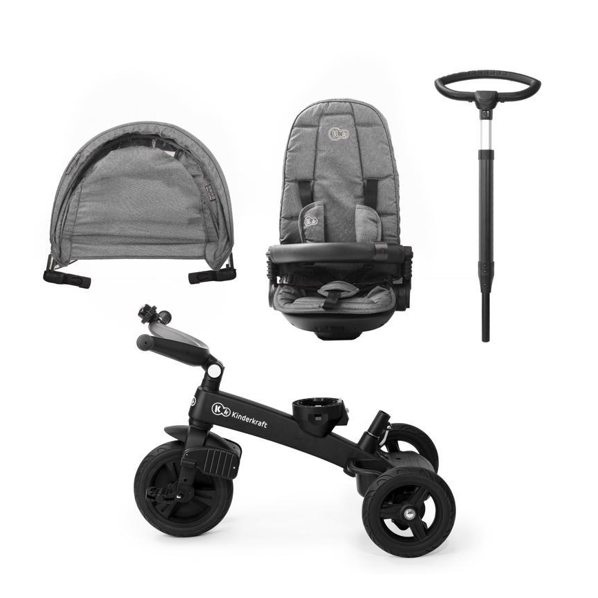 KINDERKRAFT - Dječji tricikl 5u1 EASYTWIST siva/crna