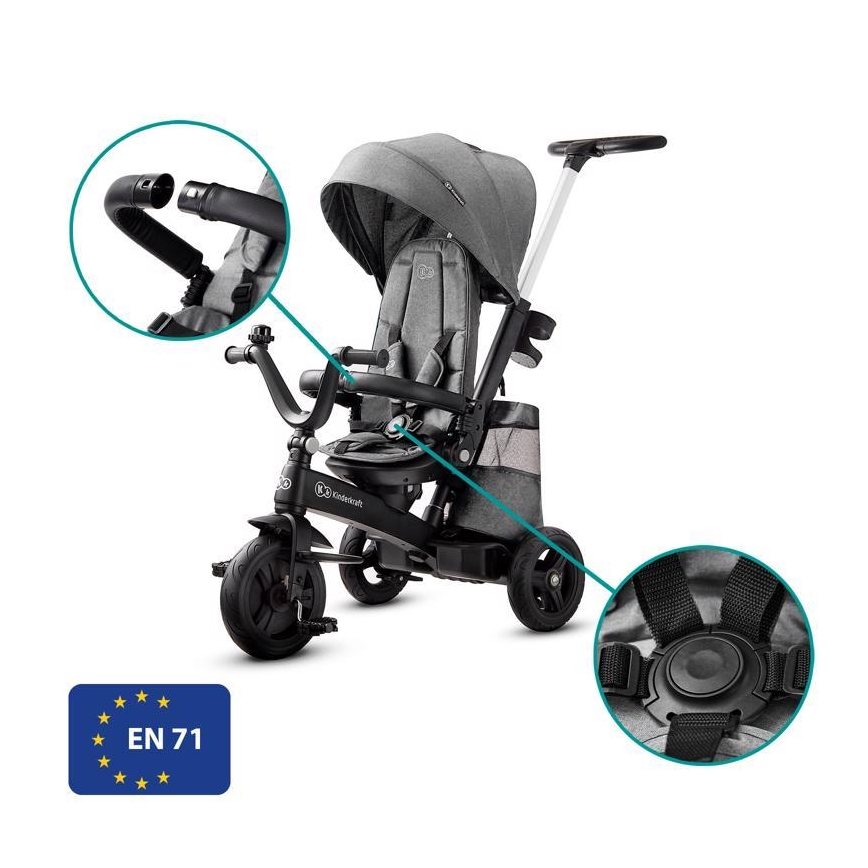 KINDERKRAFT - Dječji tricikl 5u1 EASYTWIST siva/crna