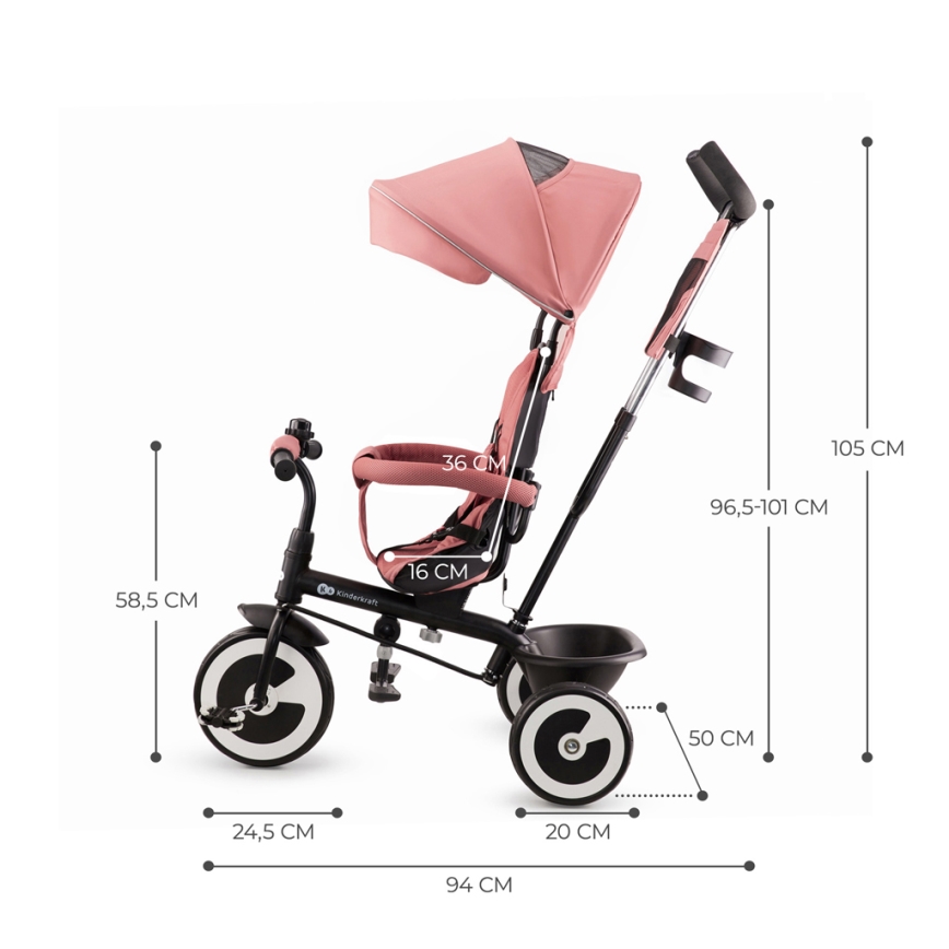 KINDERKRAFT - Dječji tricikl ASTON Rose pink