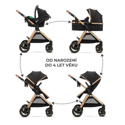 KINDERKRAFT - Kombinirani dječja kolica 3u1 ESME Pure black + autosjedalica MINK PRO
