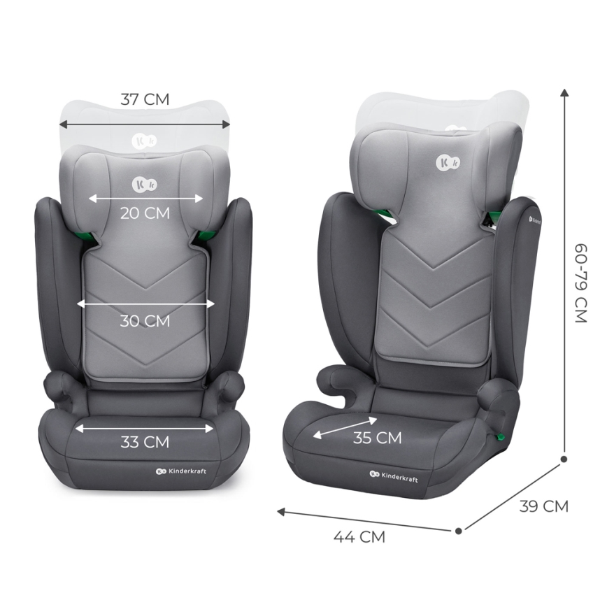 KINDERKRAFT - Autosjedalica I-SPARK i-Size (100-150 cm) siva