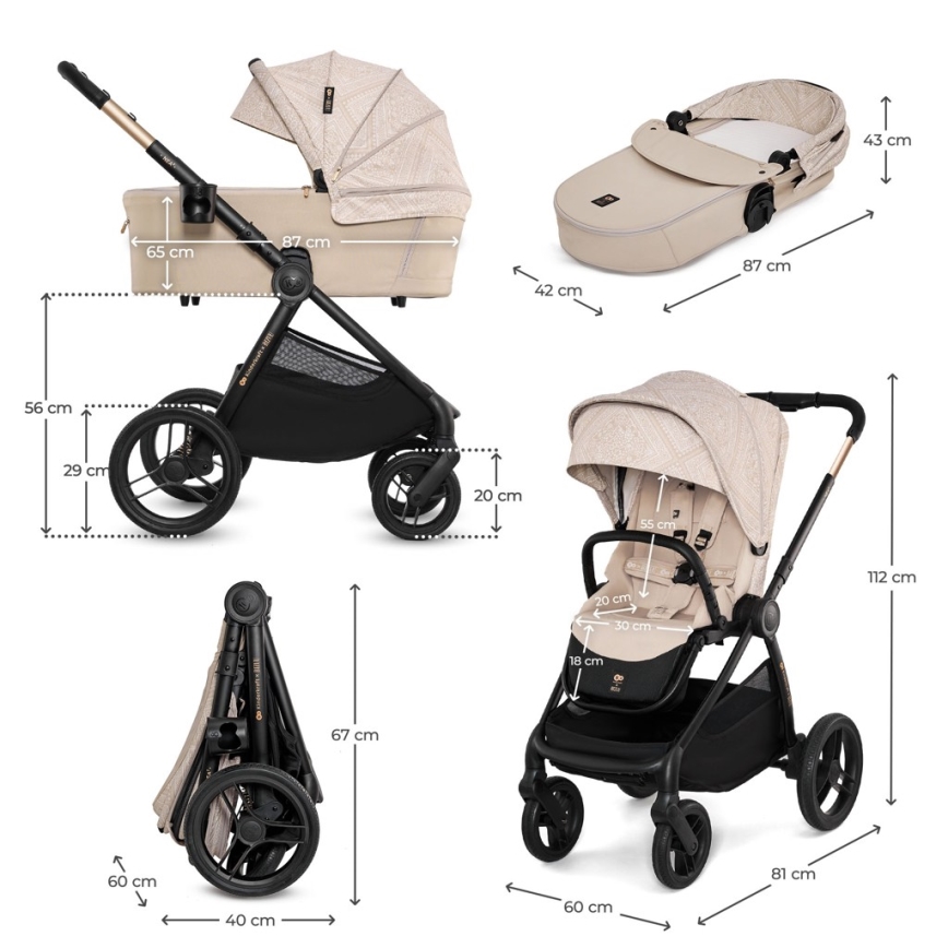 KINDERKRAFT - Kombinirana dječja kolica 2u1 NEA 2 Dune Whisper Bizuu