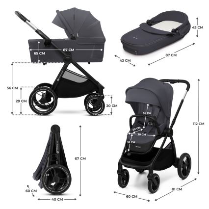 KINDERKRAFT - Kombinirana kolica 2u1 NEA 2 Dark grey