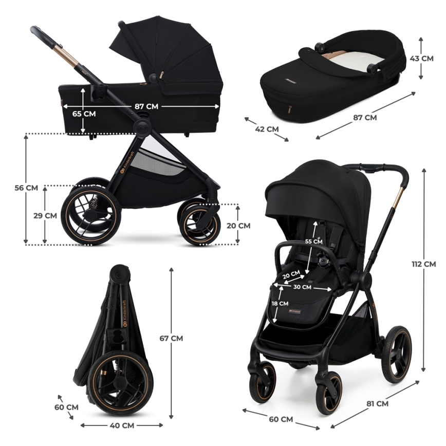 KINDERKRAFT - Kombinirana kolica 2u1 NEA 2 Midnight black