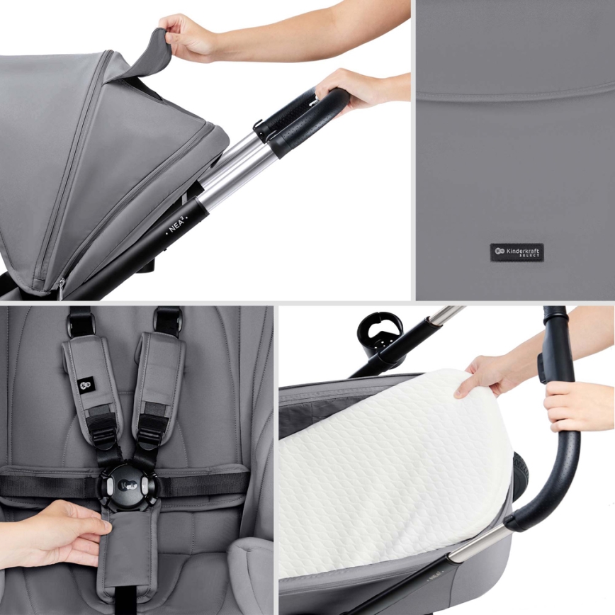 KINDERKRAFT - Kombinirana kolica 2u1 NEA 2 Platinum grey