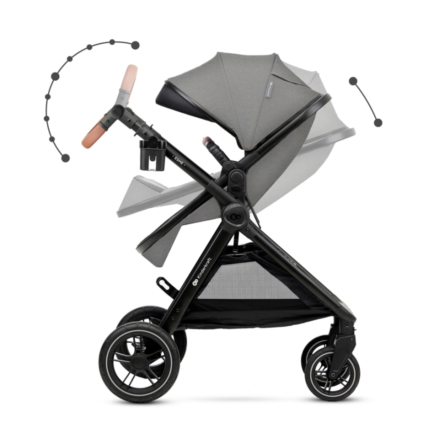 KINDERKRAFT - Kombinirana kolica 3u1 ESME Moonlight grey + autosjedalica MINK PRO