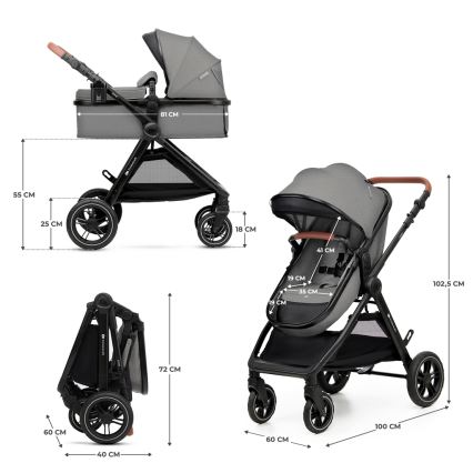 KINDERKRAFT - Kombinirana kolica 3u1 ESME Moonlight grey + autosjedalica MINK PRO