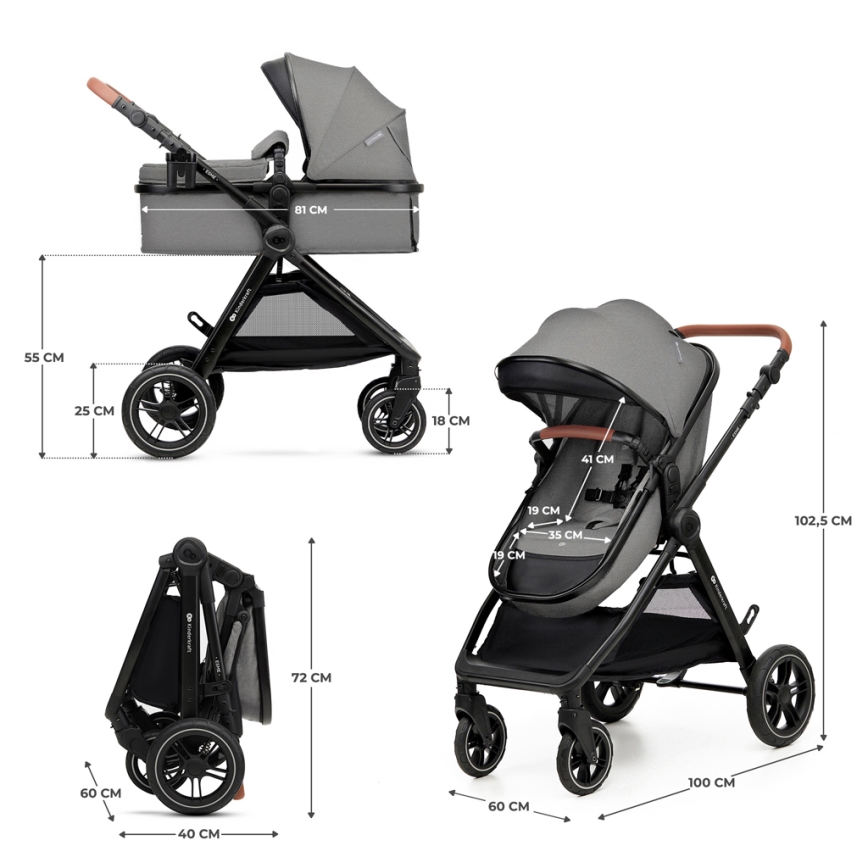 KINDERKRAFT - Kombinirana kolica 3u1 ESME Moonlight grey + autosjedalica MINK PRO