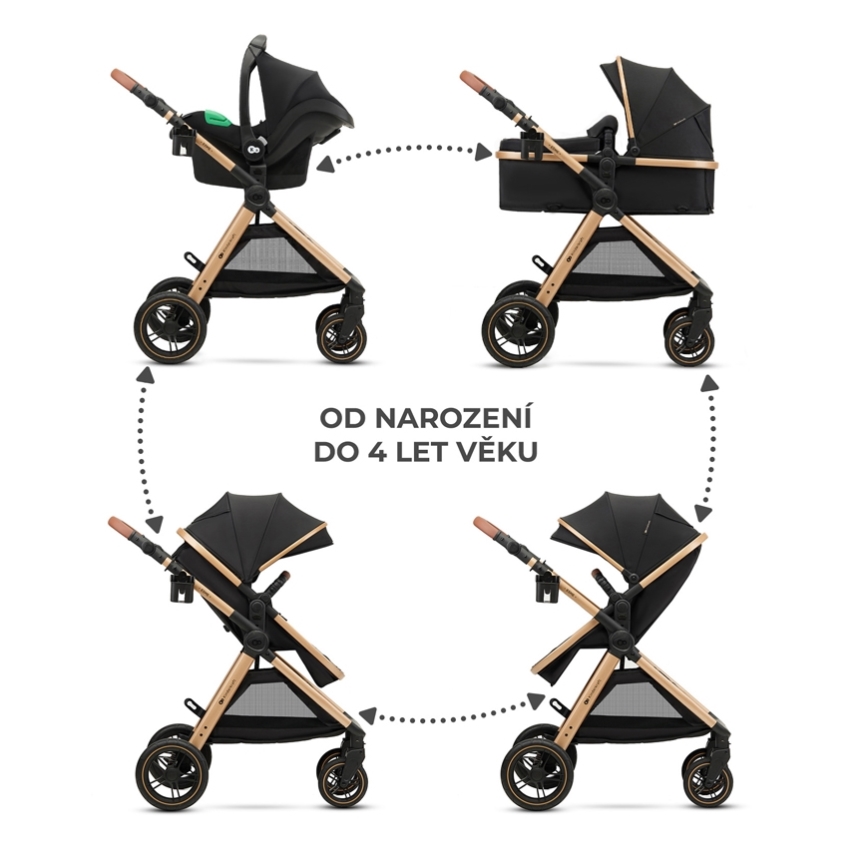 KINDERKRAFT - Kombinirana kolica 3u1 ESME Pure black + autosjedalica MINK PRO