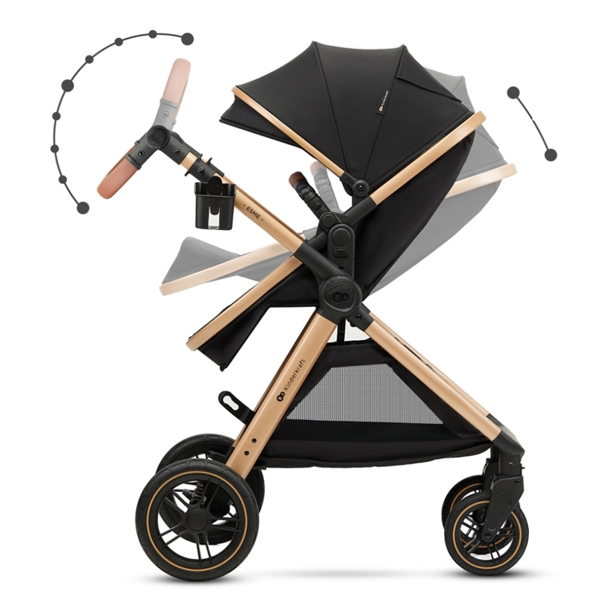 KINDERKRAFT - Kombinirana kolica 3u1 ESME Pure black + autosjedalica MINK PRO
