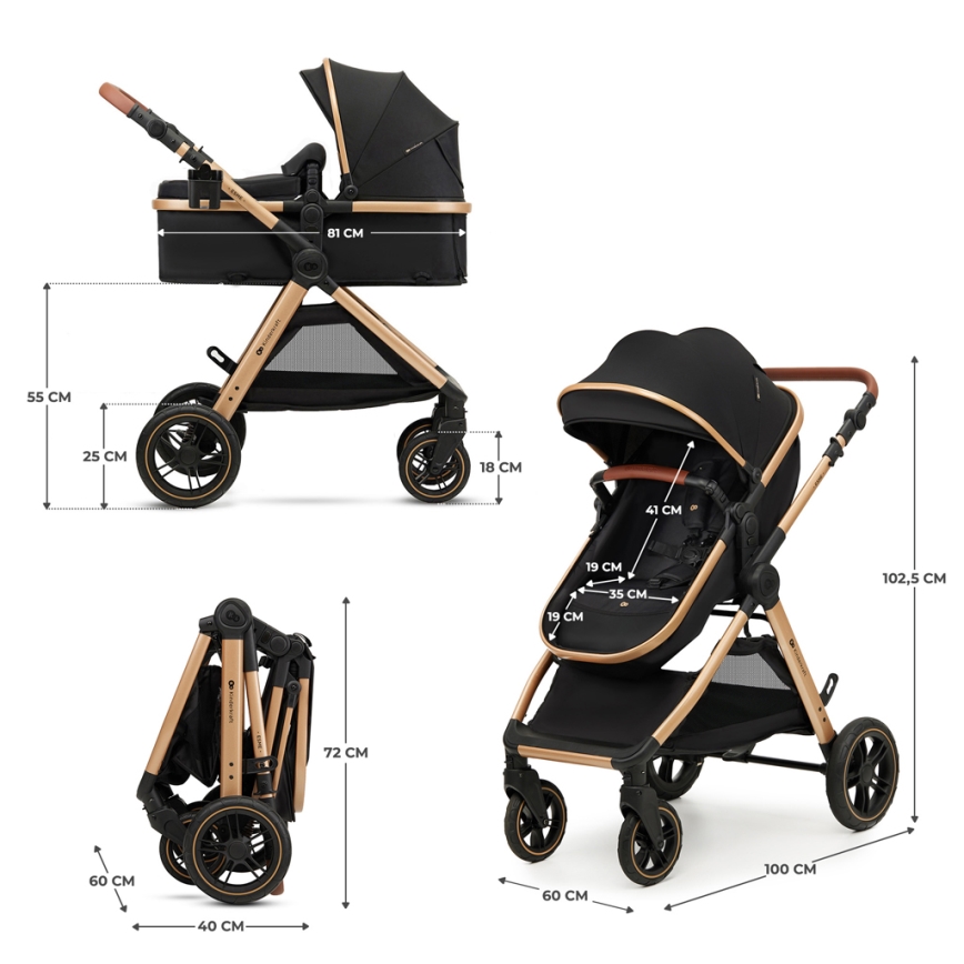 KINDERKRAFT - Kombinirana kolica 3u1 ESME Pure black + autosjedalica MINK PRO