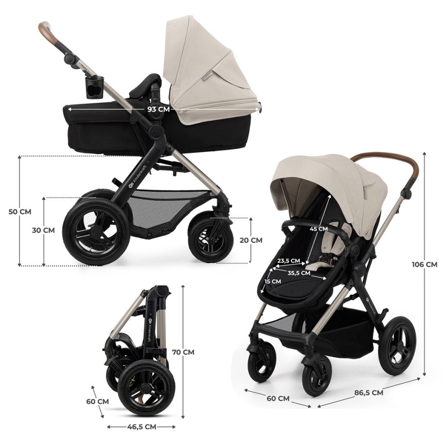 KINDERKRAFT - Kombinirana kolica 3u1 MOOV 2 AIR Moonlight grey + autosjedalica MINK PRO