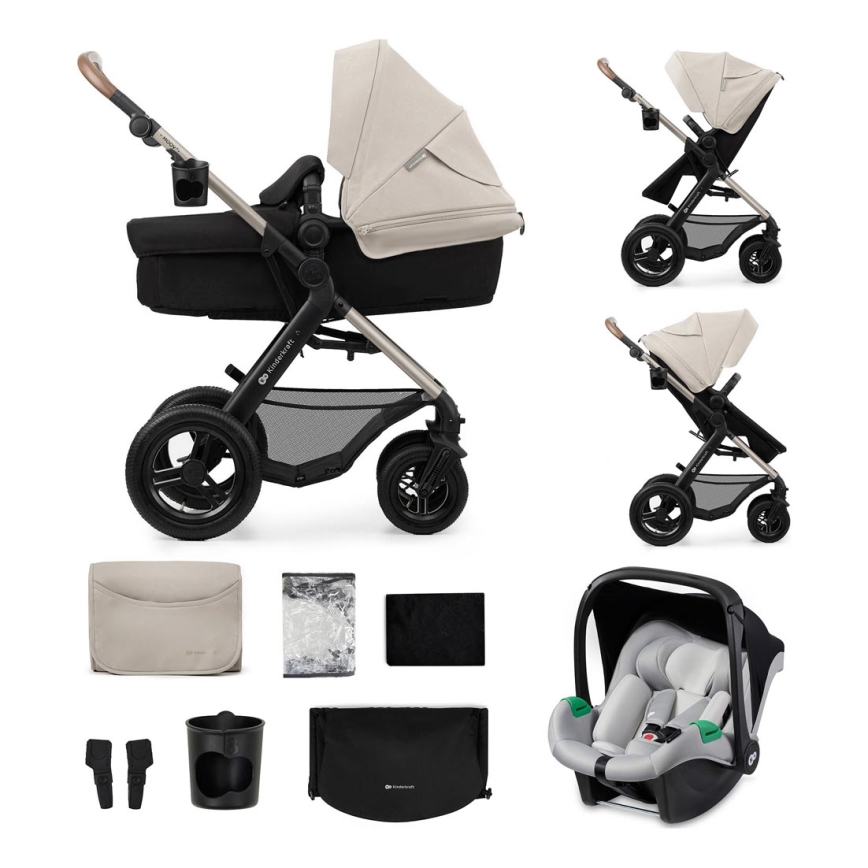 KINDERKRAFT - Kombinirana kolica 3u1 MOOV 2 AIR Moonlight grey + autosjedalica MINK PRO