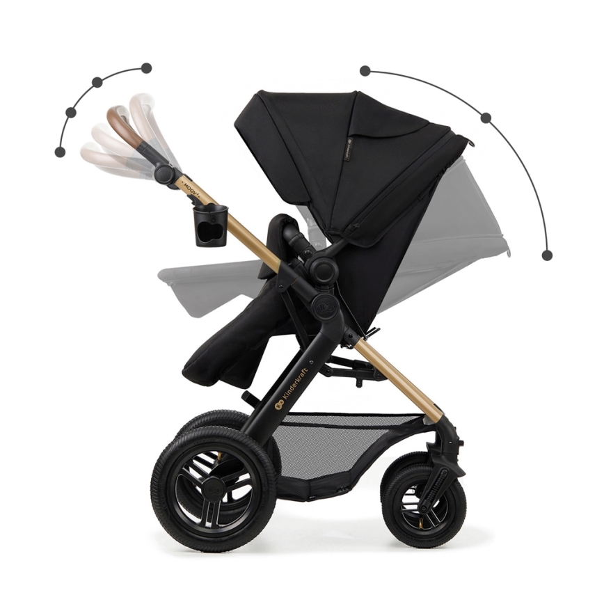 KINDERKRAFT - Kombinirana kolica 3u1 MOOV 2 AIR Pure black + autosjedalica MINK PRO