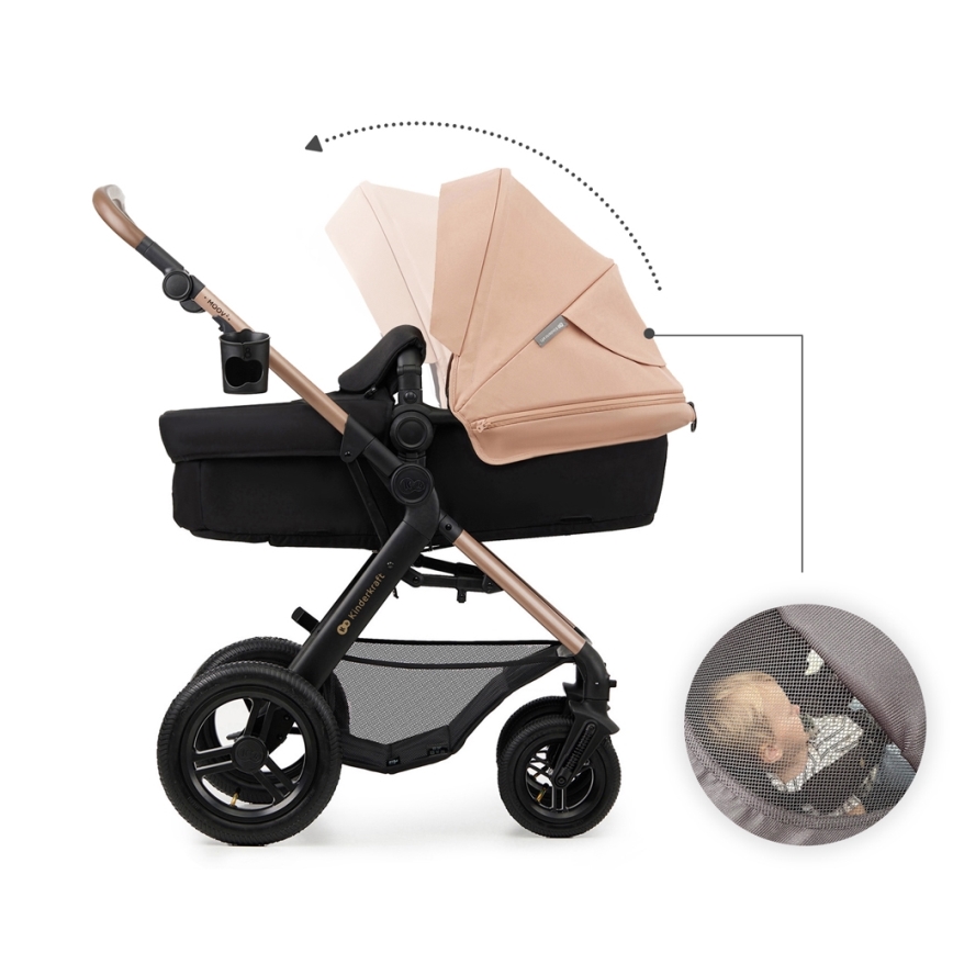 KINDERKRAFT - Kombinirana kolica 3u1 MOOV 2 AIR Sand beige + autosjedalica MINK PRO