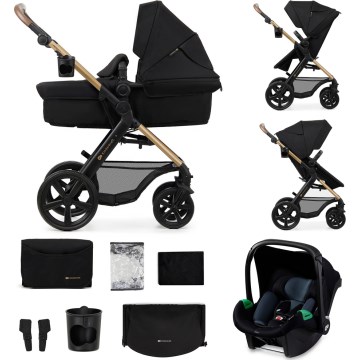 KINDERKRAFT - Kombinirana kolica 3u1 MOOV 2 Pure black + autosjedalica MINK PRO
