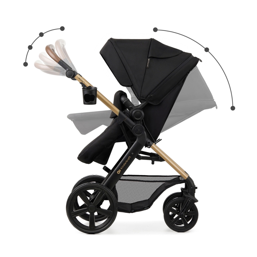 KINDERKRAFT - Kombinirana kolica 3u1 MOOV 2 Pure black + autosjedalica MINK PRO