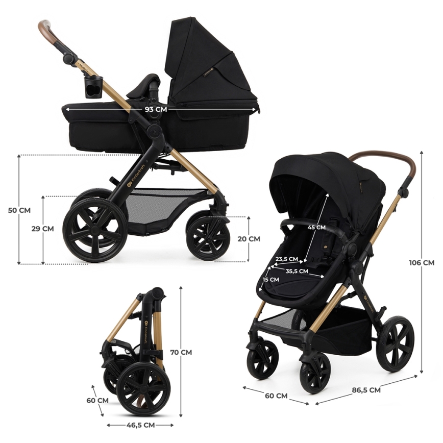 KINDERKRAFT - Kombinirana kolica 3u1 MOOV 2 Pure black + autosjedalica MINK PRO
