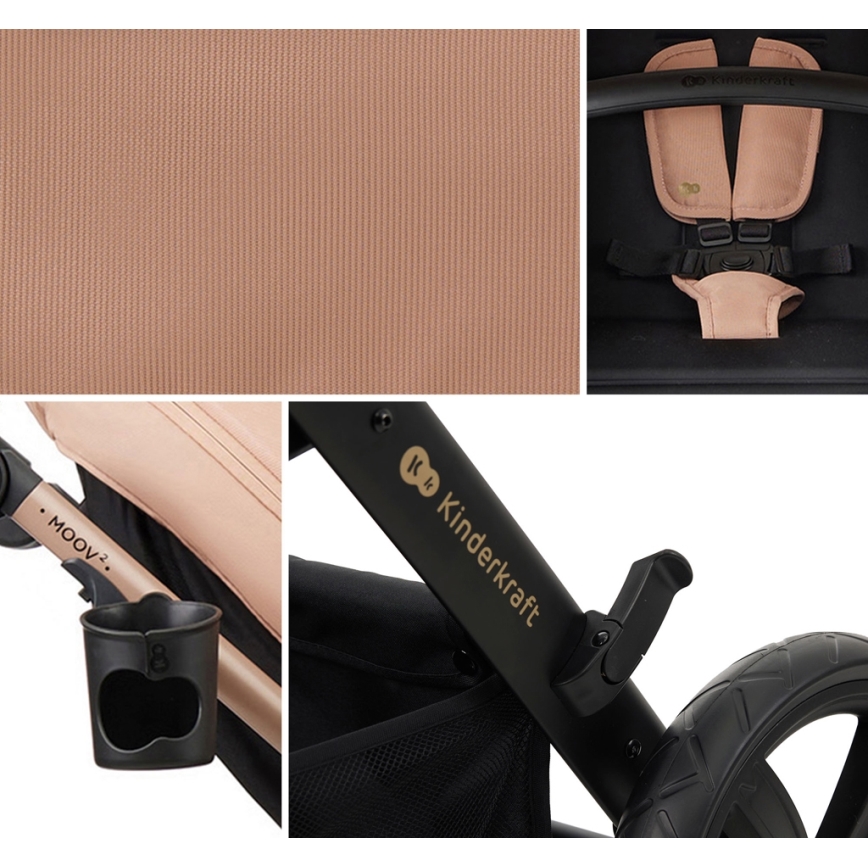 KINDERKRAFT - Kombinirana kolica 3u1 MOOV 2 Sand beige + autosjedalica MINK PRO