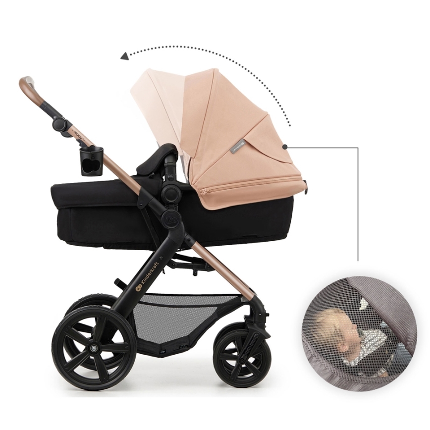 KINDERKRAFT - Kombinirana kolica 3u1 MOOV 2 Sand beige + autosjedalica MINK PRO