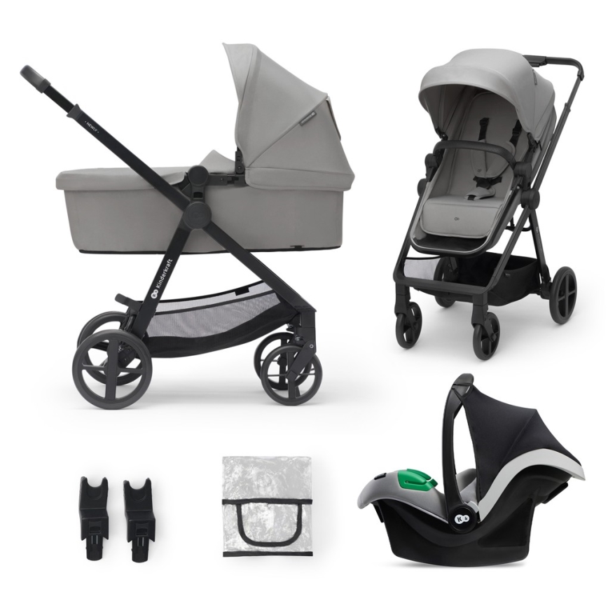 KINDERKRAFT - Kombinirana kolica 3u1 NEWLY Moonlight grey  + autosjedalica MINK PRO