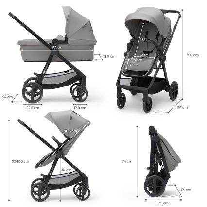 KINDERKRAFT - Kombinirana kolica 3u1 NEWLY Moonlight grey  + autosjedalica MINK PRO