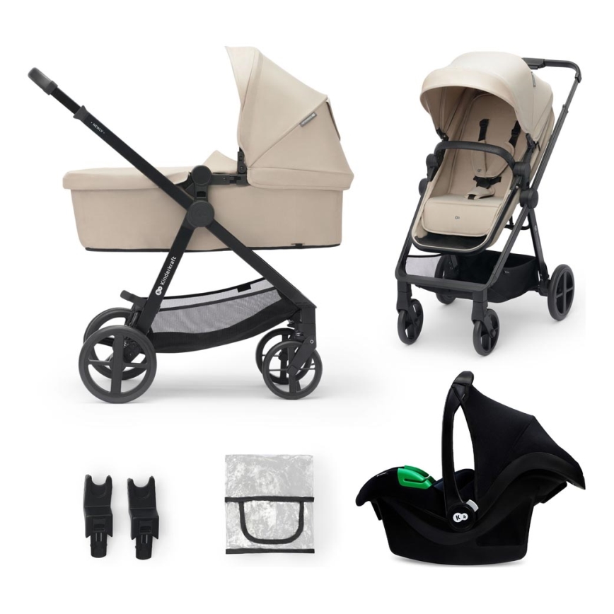 KINDERKRAFT - Kombinirana kolica 3u1 NEWLY Sand beige + autosjedalica MINK PRO